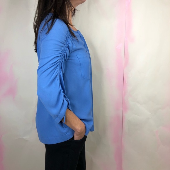 Nanette Lepore Button Down Drawstring Pockets Blou - Picture 4 of 8